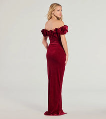 Florence Off-The-Shoulder Glitter Velvet Formal Dress