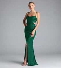 Elliana Cutout Slit Glitter Formal Dress