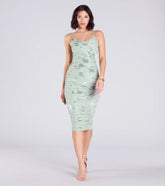 Cocktail Soiree Floral Velvet Midi Dress