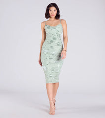 Cocktail Soiree Floral Velvet Midi Dress