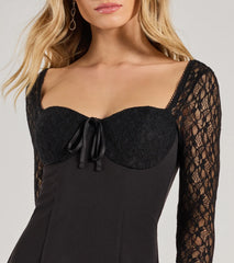 Show Me Romance Lace Long Sleeve A-Line Mini Dress