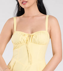 Playful And Pretty Corset Lace-Up Midi Dress