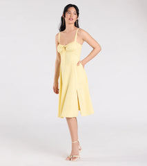 Playful And Pretty Corset Lace-Up Midi Dress