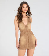 Style In Stride V-Neck Collar Denim Mini Dress