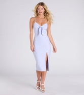 Charming Arrival Tie-Front Slit Midi Dress