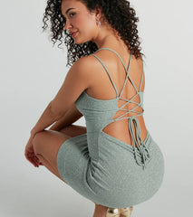 Flawless Behavior Lace-Up Glitter Party Dress