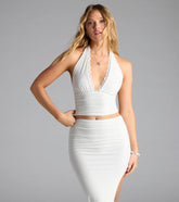 Flirty Ways Halter Lace Trim Crop Top