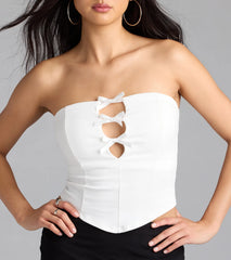 Darling Strapless Bow Ponte Crop Top