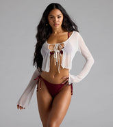 Sultry Take Tie-Front Long Sleeve Crop Top