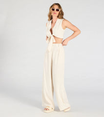 Beachy Chic Tie-Front Vest With Linen