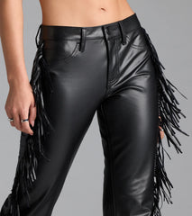 Spicing Things Up Mid-Rise Flare Fringe Pants