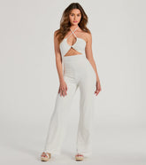 Sultry Style Halter Cutout Wide-Leg Jumpsuit