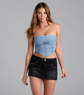 Edgy Girlie Mid-Rise Studded Denim Skort