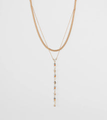 Charmingly Pretty Beaded Rhinestone Layered Necklace