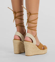 Open Toe Season Lace-Up Espadrille Wedges
