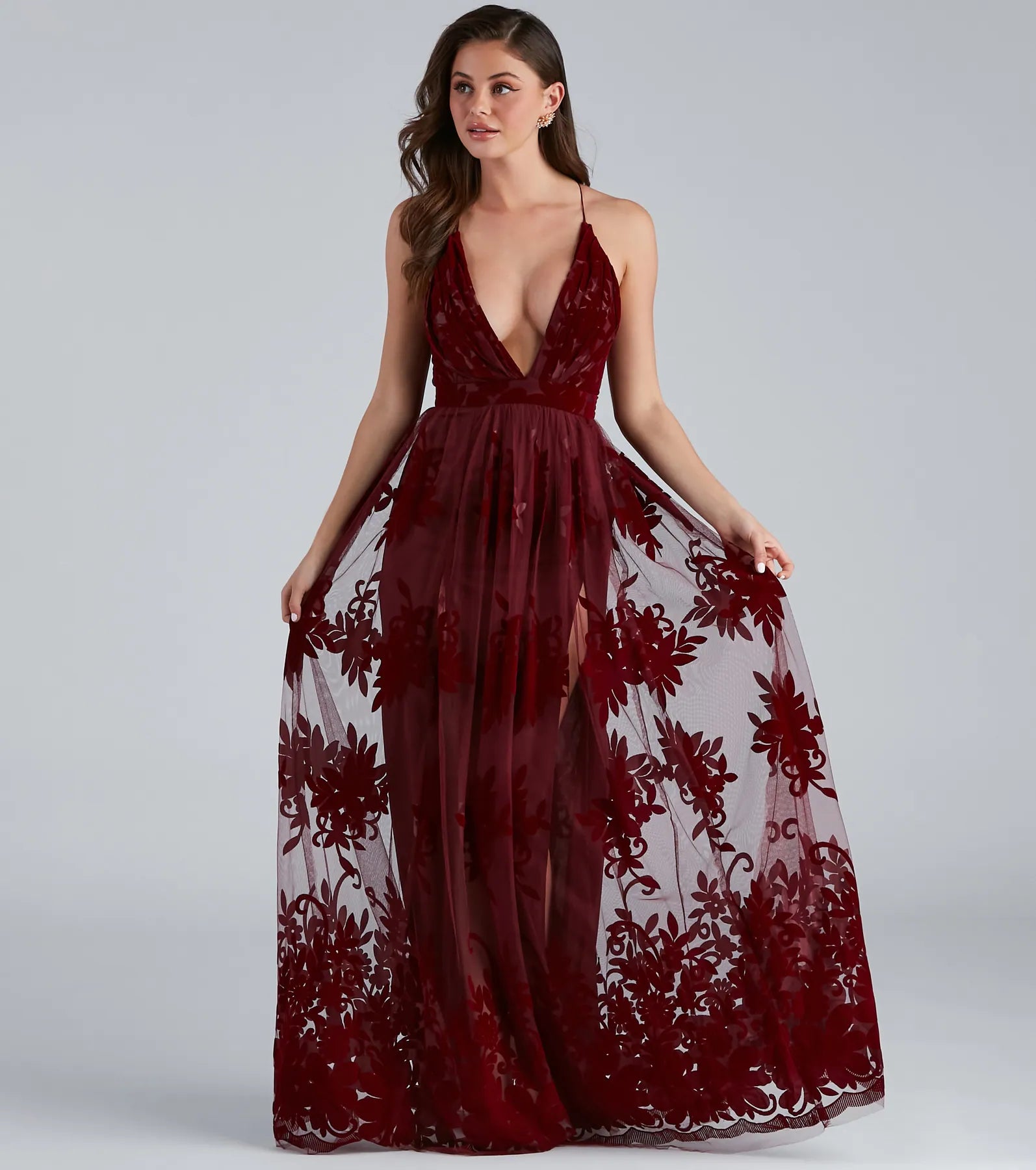 Morgan Formal Flocked Velvet Dress