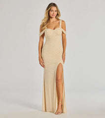 Fay Off The Shoulder Faux Pearl Mermaid Dress