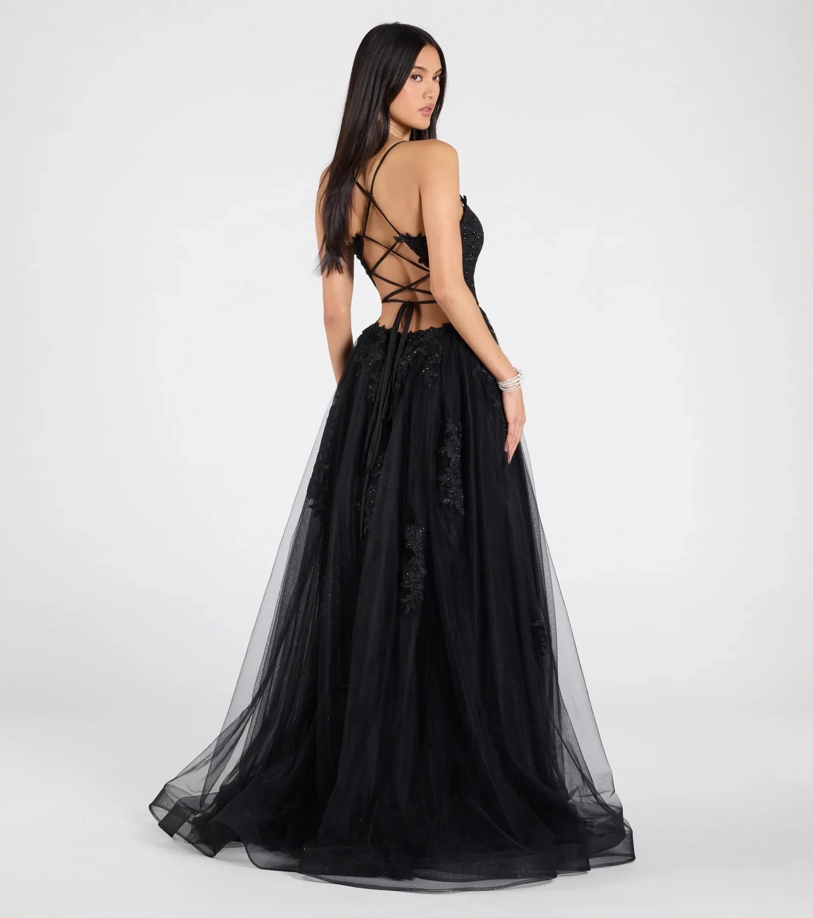 Julia Lace-Up Corset Slit A-Line Formal Dress
