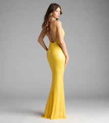 Amal Open Back Mermaid Bead Sequin Formal Dress