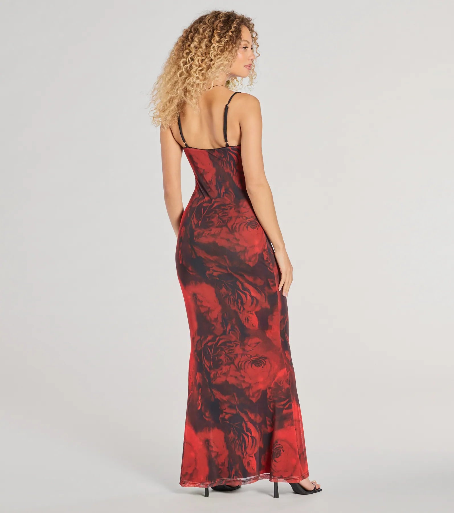 Dreamy Vibes V-Neck Floral Mesh Maxi Dress