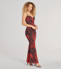 Dreamy Vibes V-Neck Floral Mesh Maxi Dress
