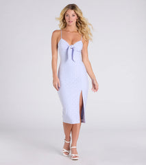 Charming Arrival Tie-Front Slit Midi Dress