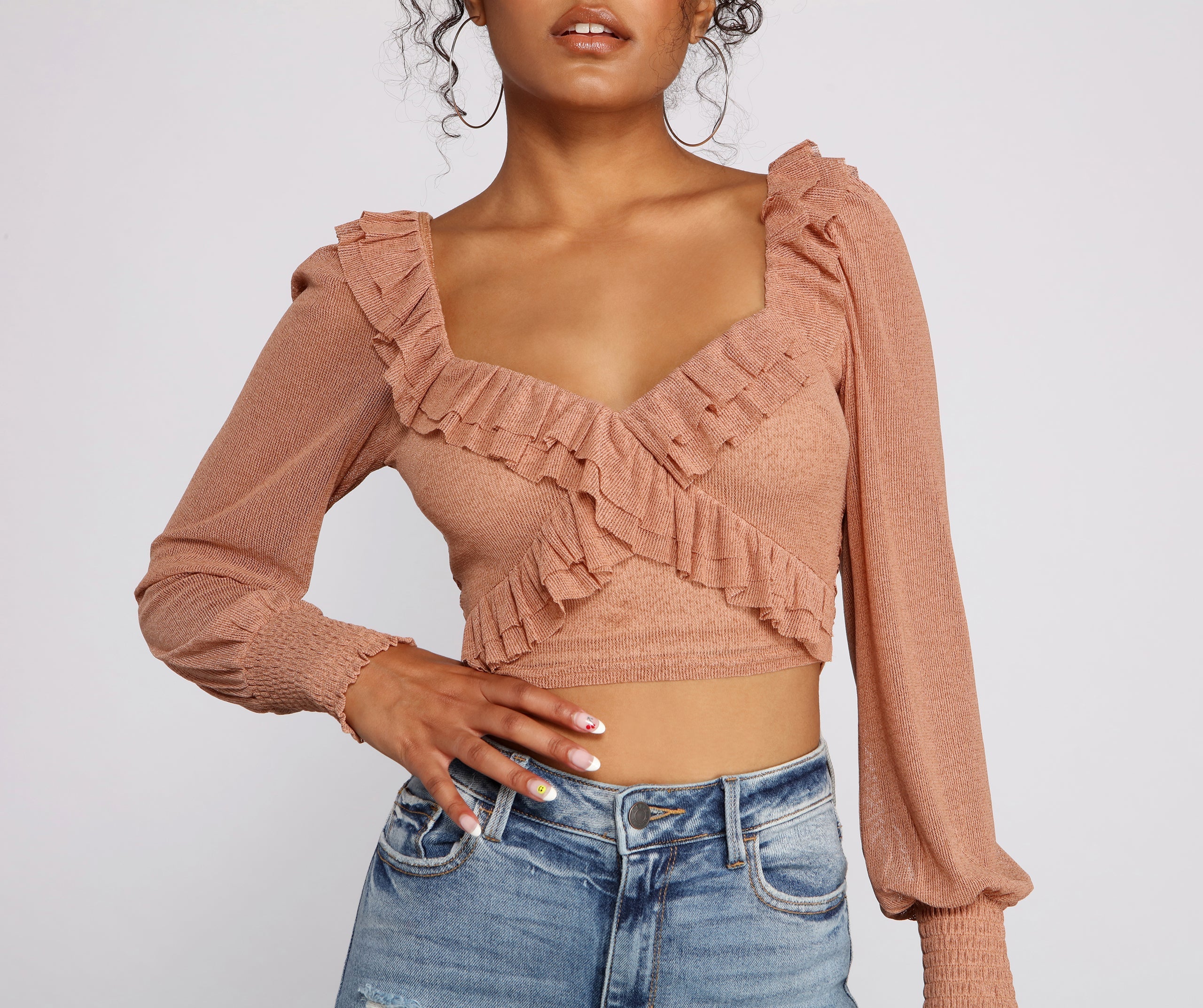 Flirty Flair Ruffle Detail Crop Top
