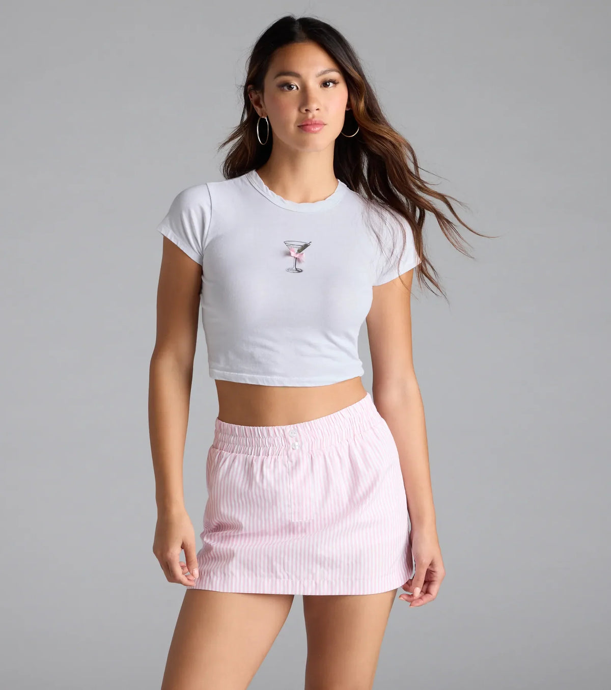 Just A Girl Mid-Rise Striped Boxer Skort