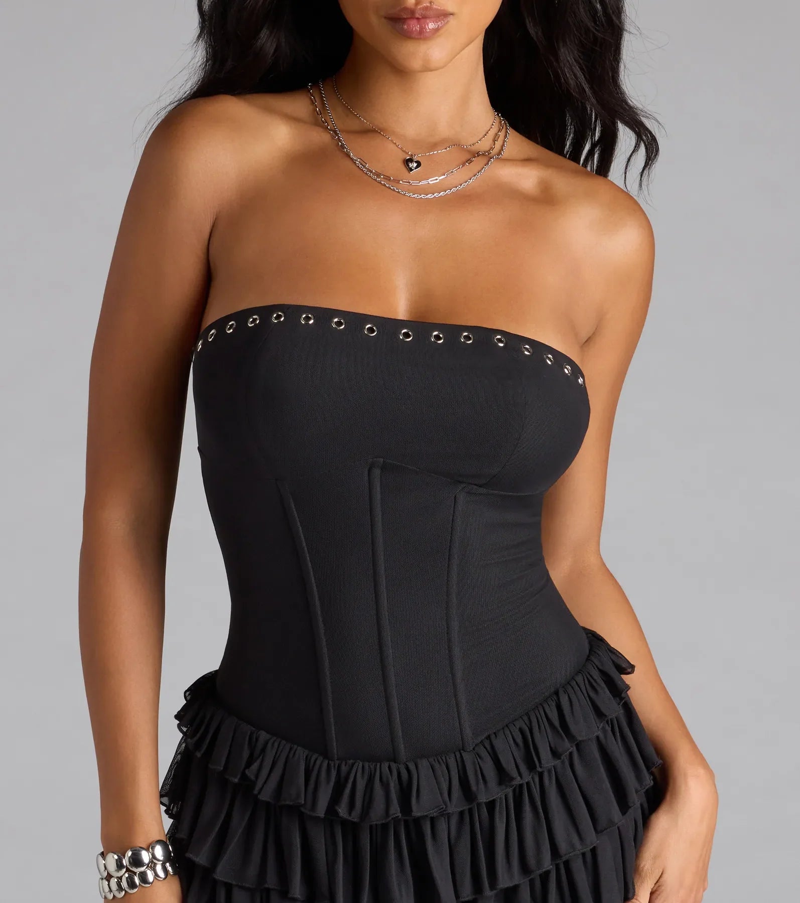 Edgy Allure Corset Drop Waist Romper