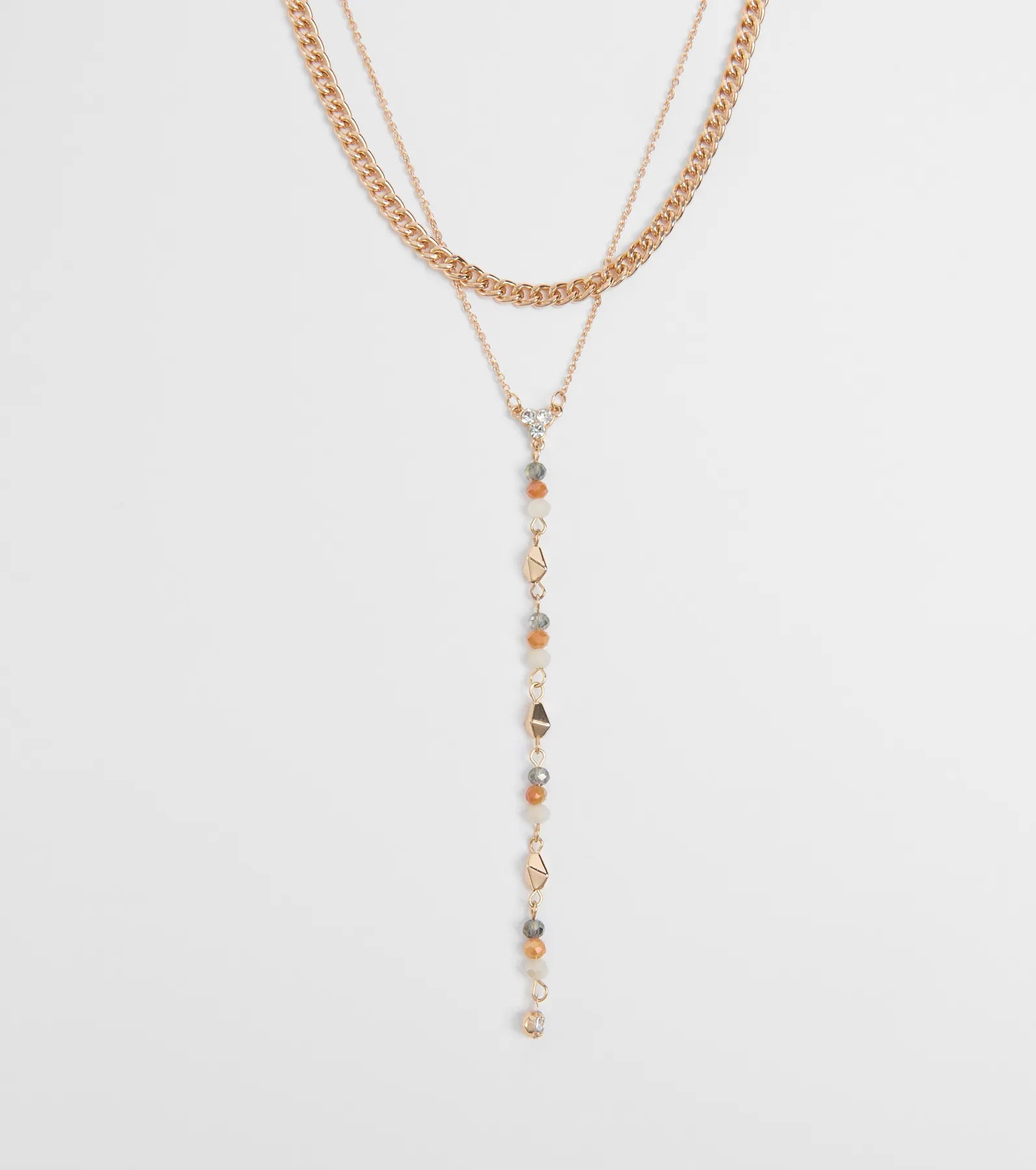 Charmingly Pretty Beaded Rhinestone Layered Necklace