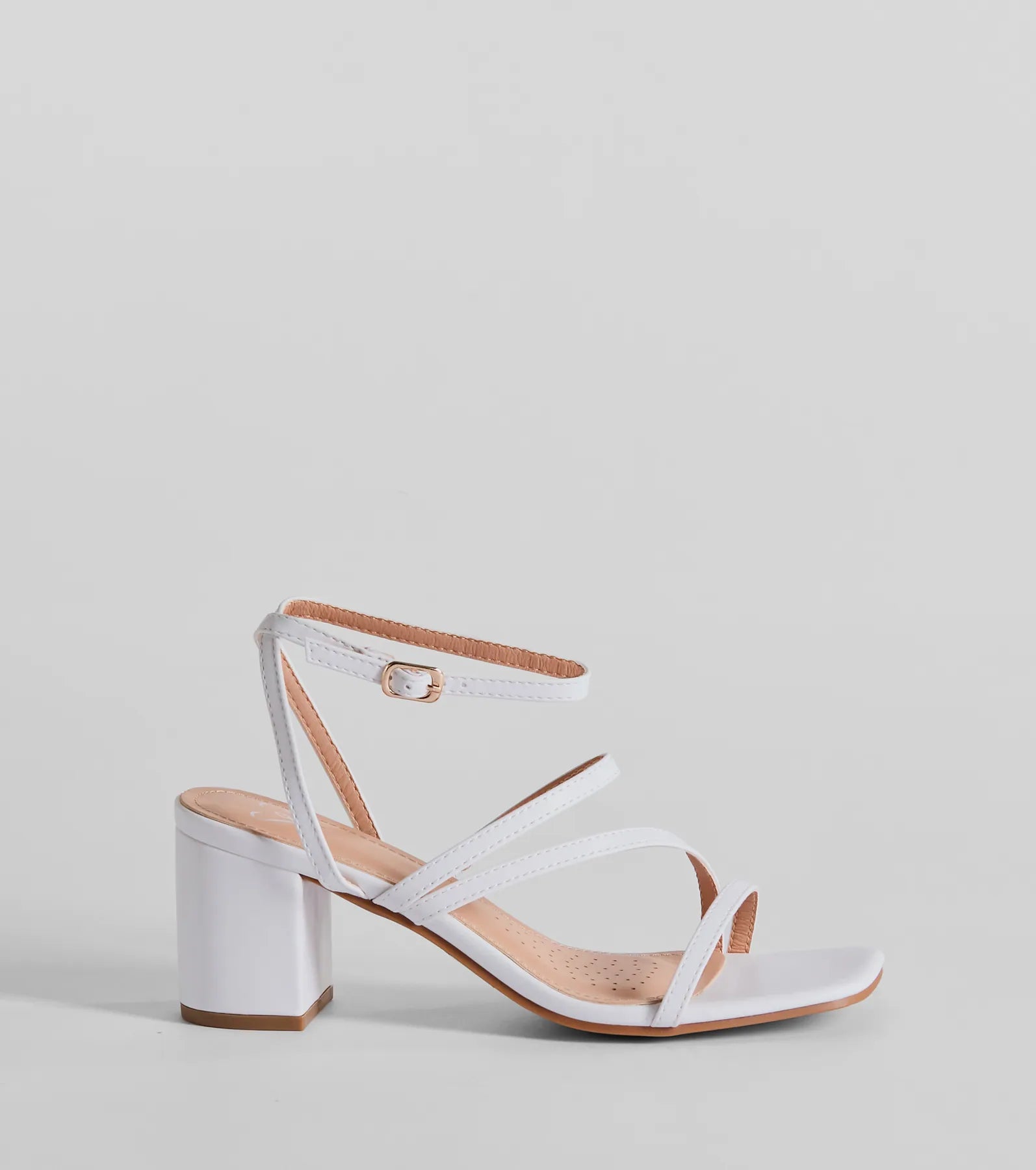 Style Icon Strappy Faux Leather Short Block Heels